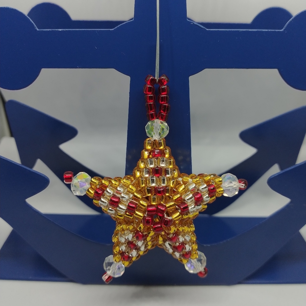 Handmade 3D Seed Bead Christmas Holiday Ornament